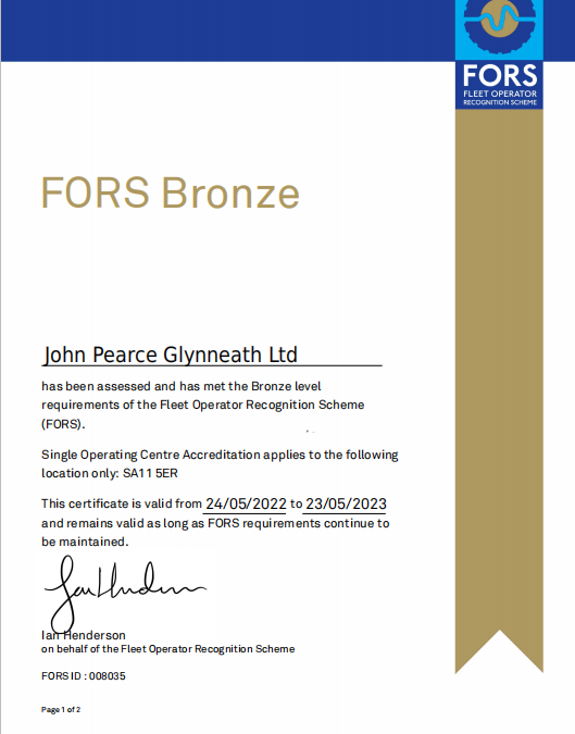 FORS BRONZE ACCREDITATION MAINTAINED FOR ANOTHER YEAR!
